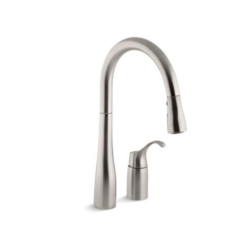 Kohler 647-VS Simplice Two-Hole Kitchen Sink Faucet With 16-1/8 Pull-Down Swing Spout