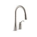 Kohler 647-VS Simplice Two-Hole Kitchen Sink Faucet With 16-1/8 Pull-Down Swing Spout Docknetik Magnetic Docking System And A 3-Function Sprayhead Featuring Sweep Spray