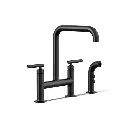 Kohler 7548-4-BL Purist Two Hole Bridge Kitchen Faucet Matte Black