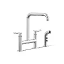 Kohler 7548-4-CP Purist Two Hole Bridge Kitchen Faucet Polished Chrome
