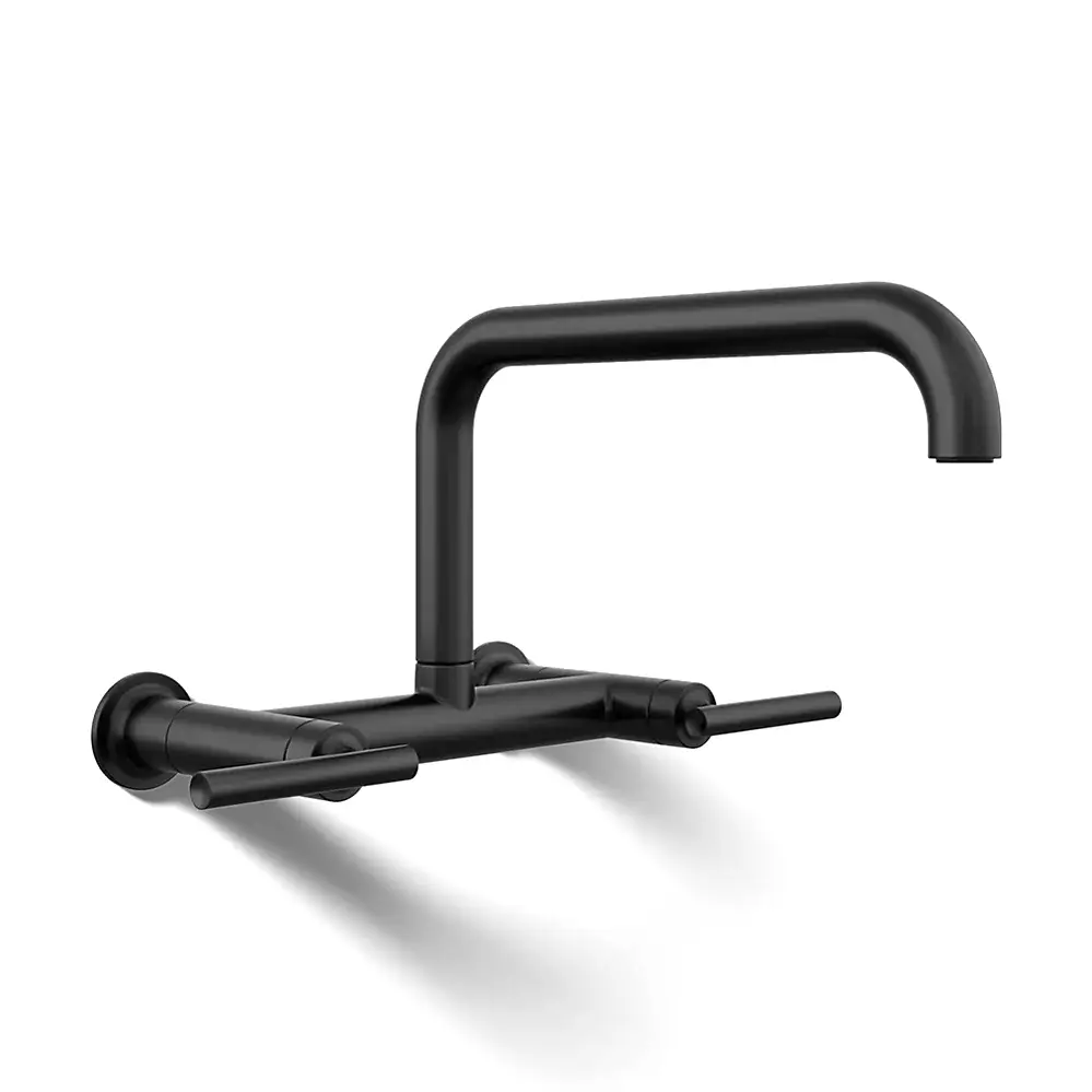 Kohler 7549-4-BL Purist Wall Mount Bridge Kitchen Faucet Matte Black