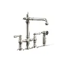 Kohler 76519-4-SN Artifacts Three Hole Bridge Kitchen Faucet Vibrant Polished Nickel