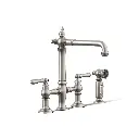 Kohler 76519-4-VS Artifacts Three Hole Bridge Kitchen Faucet Vibrant Stainless