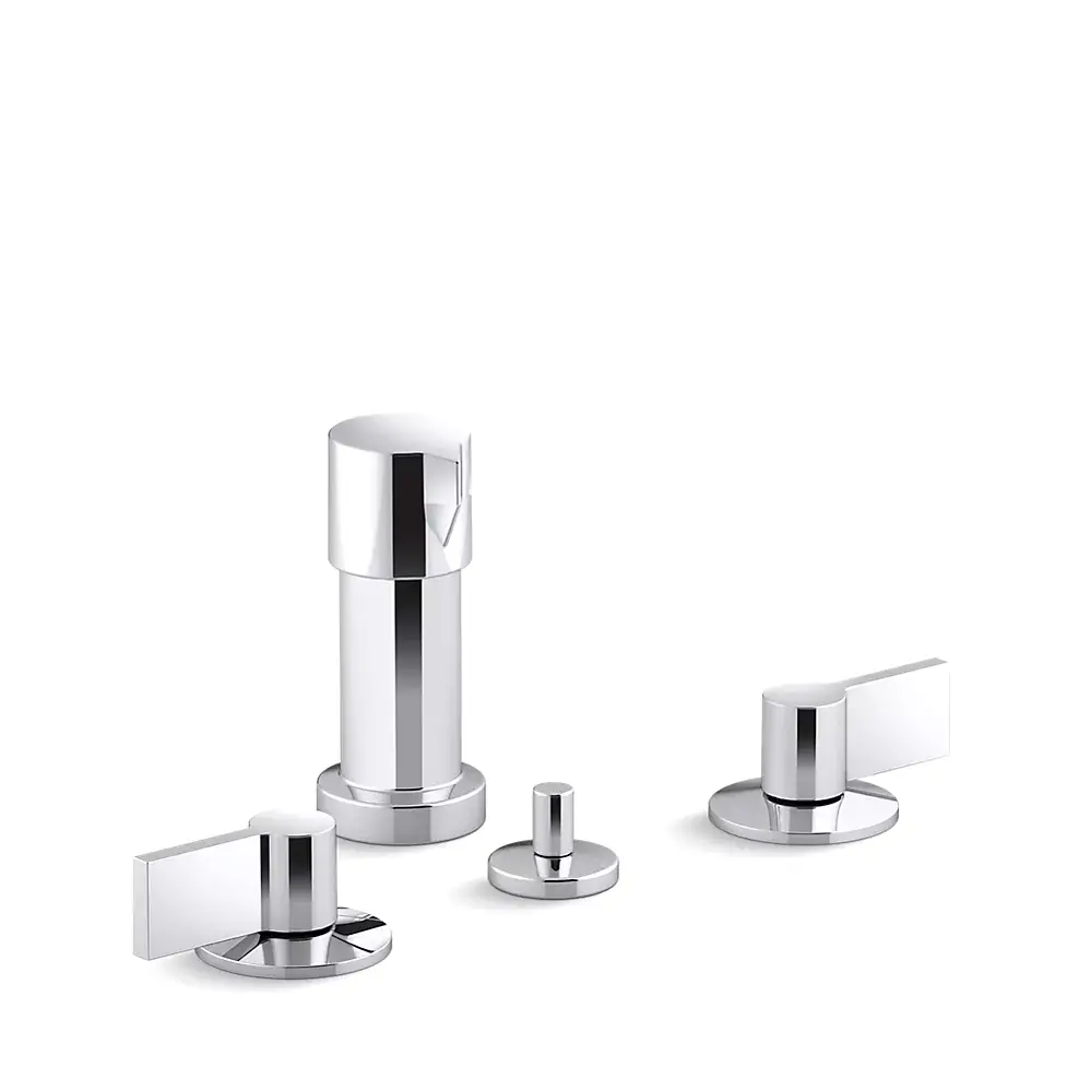 Kohler 77983-4-CP Components Widespread Bidet Faucet Lever Handles Polished Chrome