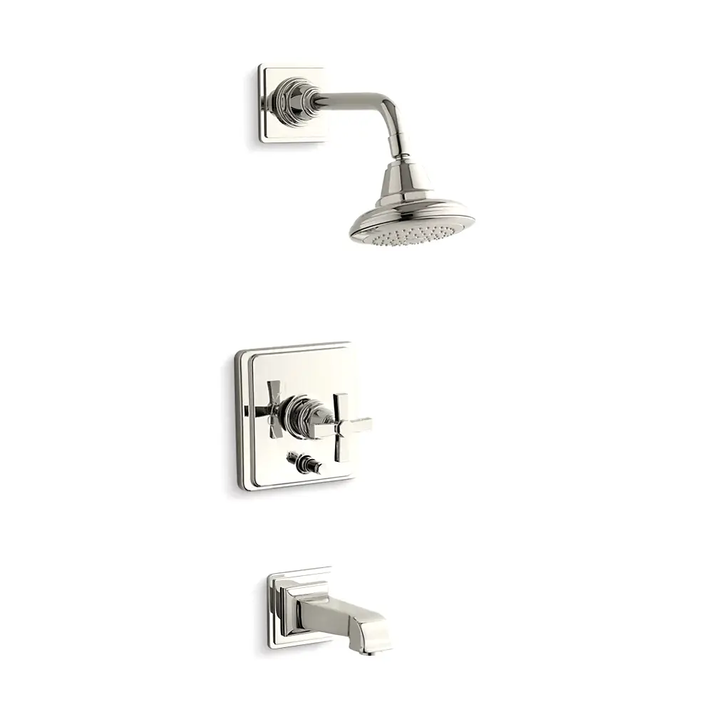 Kohler T13133-3A-SN Pinstripe Pure Bath and Shower Trim Kit Vibrant Polished Nickel