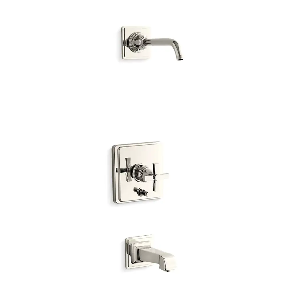 Kohler T13133-3AL-SN Pinstripe Pure Bath and Shower Trim Kit Vibrant Polished Nickel