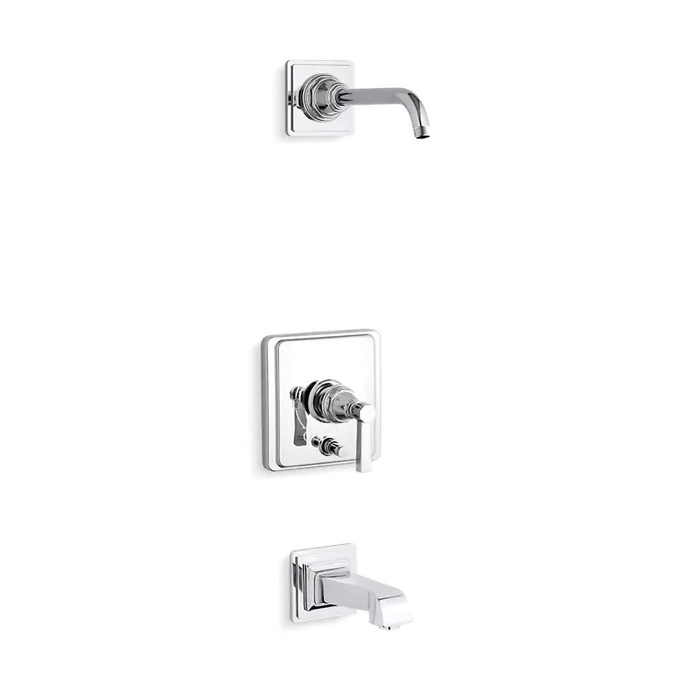 Kohler T13133-4AL-CP Pinstripe Pure Bath and Shower Trim Kit Polished Chrome