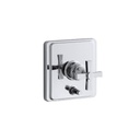 Kohler T98757-3A-CP Pinstripe Rite-Temp Pressure-Balancing Valve Trim With Diverter And Plain Cross Handle