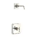 Kohler TLS13134-3A-SN Pinstripe Rite-Temp Shower Trim Kit Cross Handle Vibrant Polished Nickel