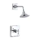 Kohler TS13134-3A-CP Pinstripe Rite-Temp Shower Trim Kit Cross Handle Polished Chrome