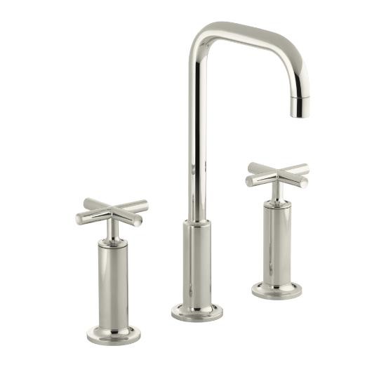 Kohler 14408-3-SN Purist Widespread Lavatory Faucet With High Gooseneck Spout And High Cross Handles