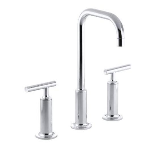 Kohler 14408-4-CP Purist Widespread Lavatory Faucet With High Gooseneck Spout And High Lever Handles