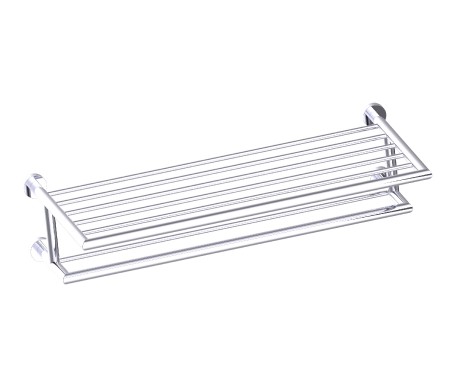 Kartners 144444-81 OSLO Towel Shelf w/ Double Towel Bar 24"- Brushed Nickel