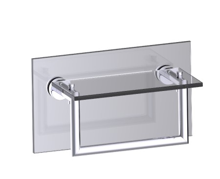 Kartners 144676TG-33 OSLO 10" Glass Shelf w/ Towel Rail Through Glass- Titanium 