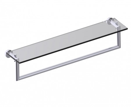 Kartners 144678-81 OSLO 24" Glass Shelf w/ Towel Rail Brushed Nickel