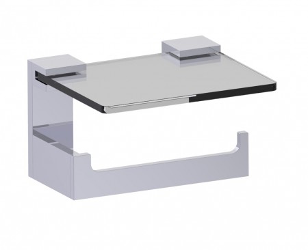 Kartners 232159-33 BERLIN Tissue Holder w/ Glass Shelf Titanium 
