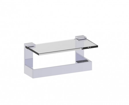 Kartners 232676-33 BERLIN Glass Shelf w/ Towel Bar 10"- Titanium 
