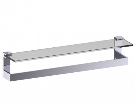 Kartners 232678-81 BERLIN Frosted Glass Shelf w/ Towel Bar 24"- Brushed Nickel