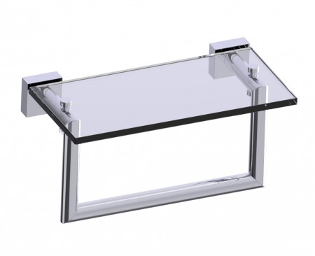 Kartners 262676-33 MADRID 10" Glass Shelf w Towel Rail- Titanium 