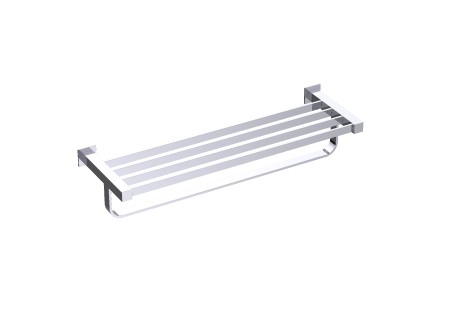 Kartners 277442-81 LISBON Towel Shelf w/ Towel Bar Brushed Nickel