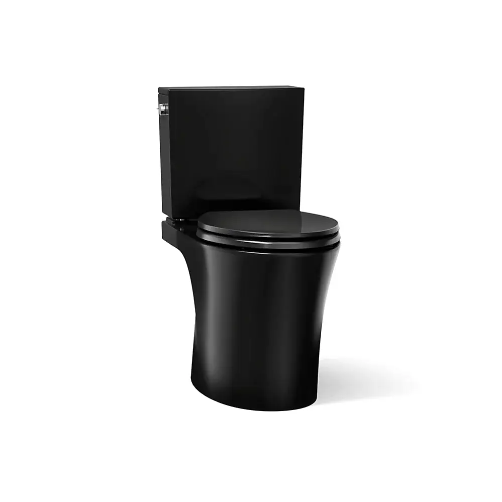 Kohler 28161-7 Veil Two Piece Elongated Toilet With Skirted Trapway Black