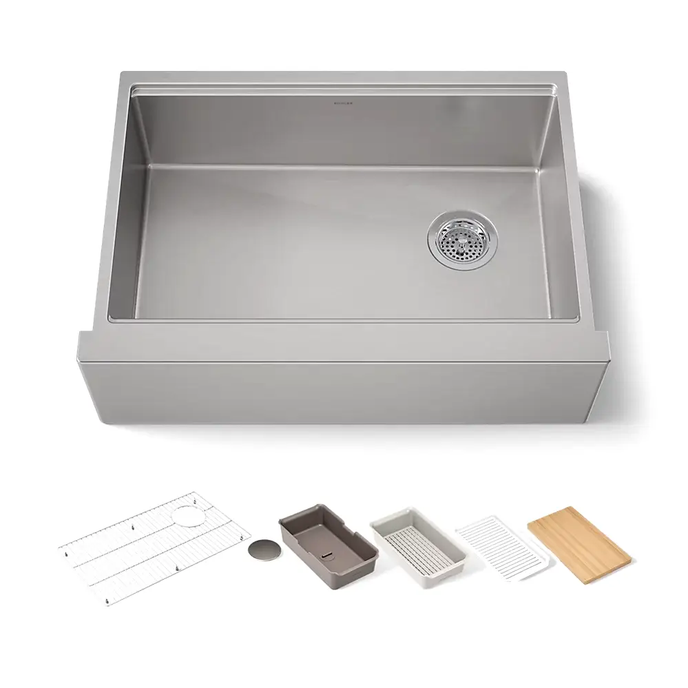 Kohler 33655-PC-NA Strive 29-1/2" Single Bowl Farmhouse Kitchen Sink Stainless Steel