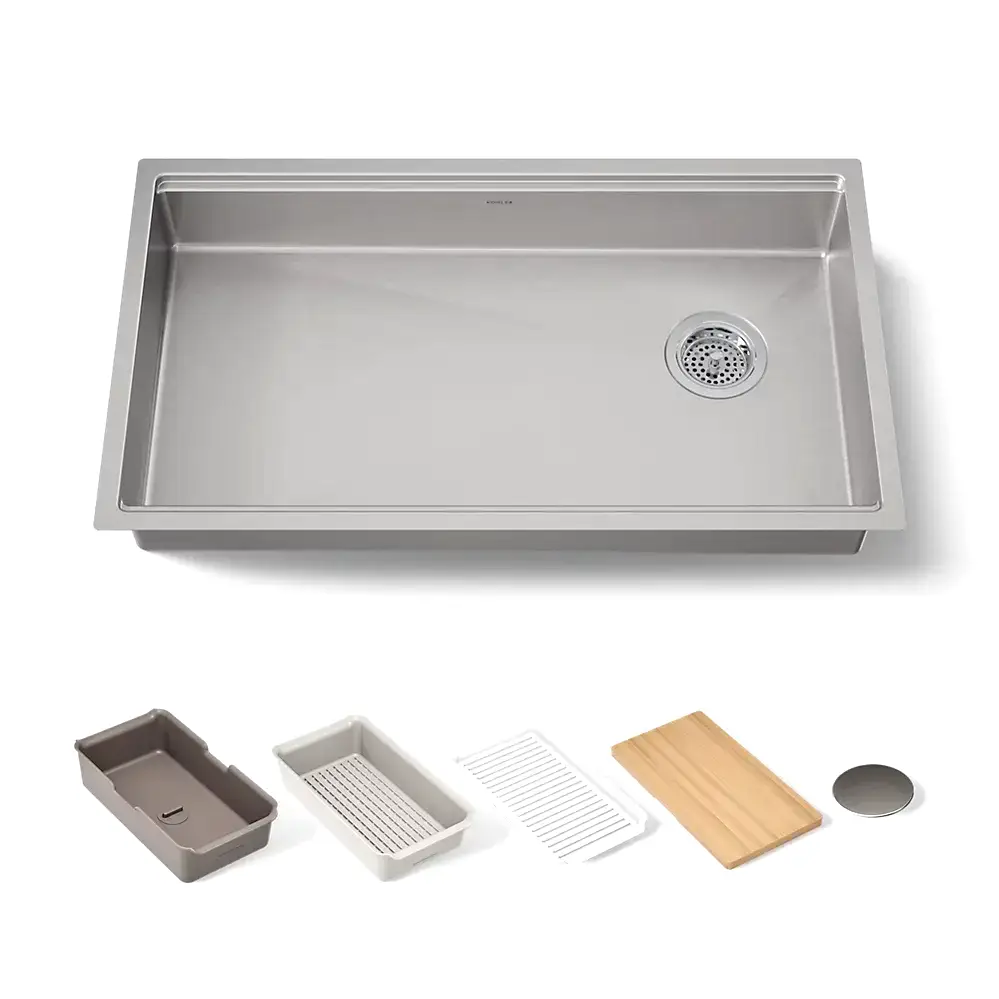 Kohler 33663-PC-NA Strive 32" Undermount Workstation Kitchen Sink Stainless Steel