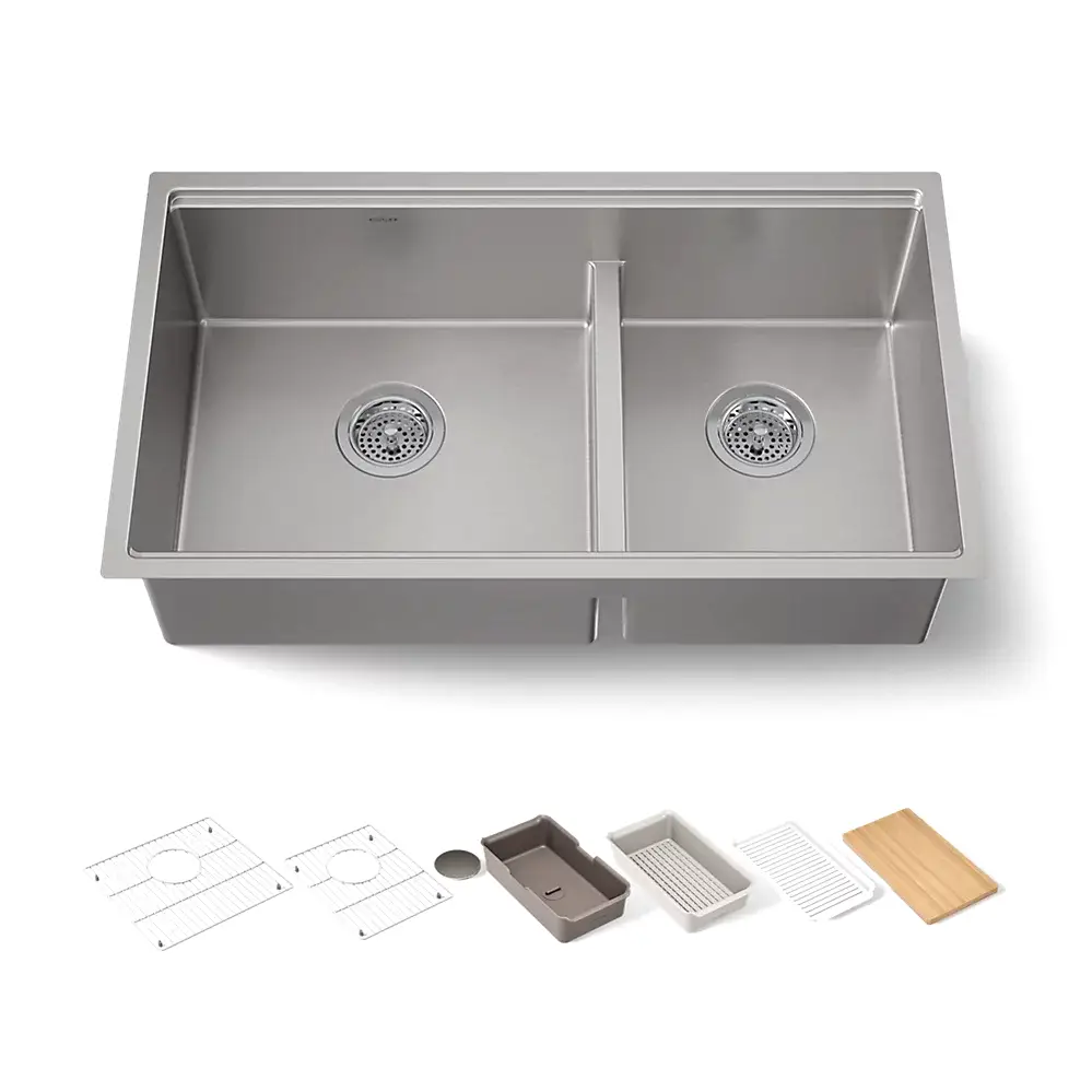 Kohler 33664-PC-NA Strive 32" Undermount Workstation Kitchen Sink Stainless Steel