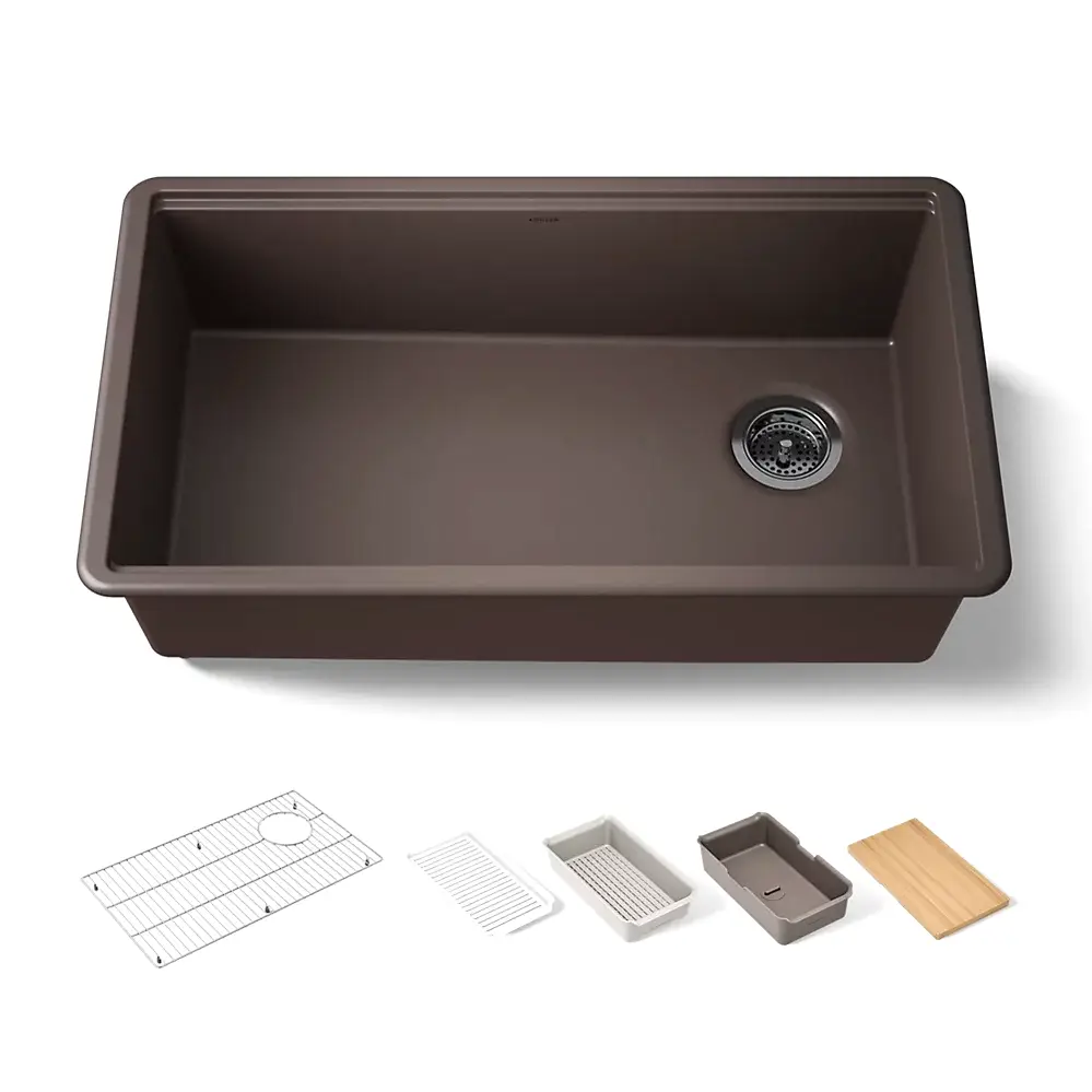 Kohler 33710-PC-CM2 Billings 32-1/2" Single Bowl Workstation Sink Matte Brown