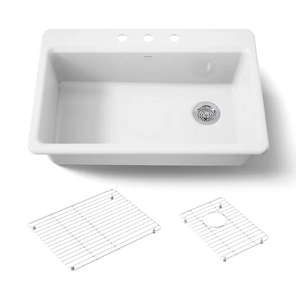 Kohler 5871-3A1-0 Riverby 33" Top Mount Single Bowl Kitchen Sink White