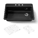 Kohler 5871-3A1-7 Riverby 33" Top Mount Single Bowl Kitchen Sink Black