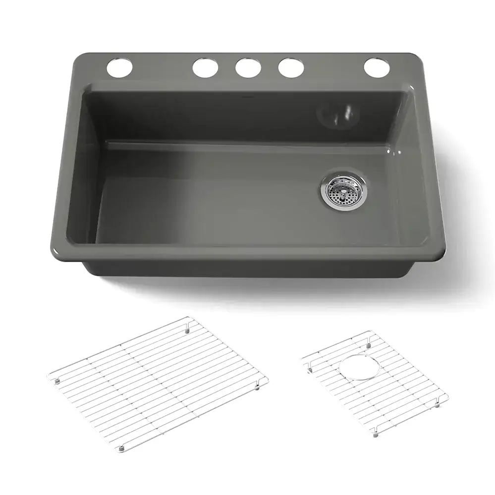 Kohler 5871-5UA1-58 Riverby 33" Undermount Single Bowl Kitchen Sink Thunder Grey