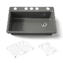 Kohler 5871-5UA1-58 Riverby 33" Undermount Single Bowl Kitchen Sink Thunder Grey