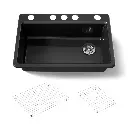 Kohler 5871-5UA1-7 Riverby 33" Undermount Single Bowl Kitchen Sink Black