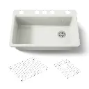 Kohler 5871-5UA1-NY Riverby 33" Undermount Single Bowl Kitchen Sink Dune