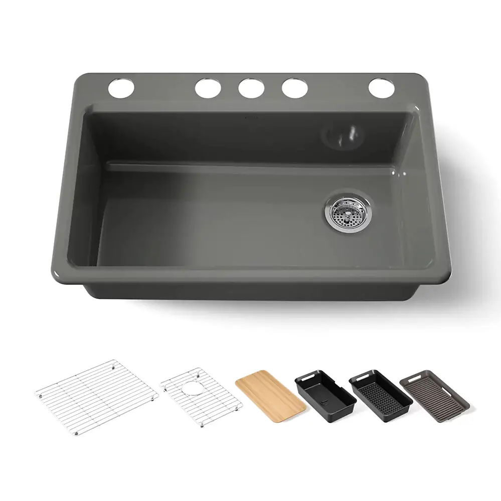 Kohler 5871-5UPC-58 Riverby 33" Undermount Workstation Kitchen Sink Thunder Grey