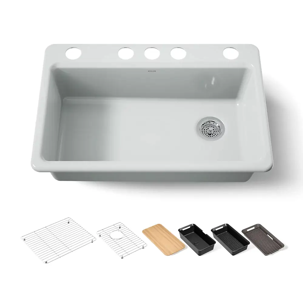 Kohler 5871-5UPC-95 Riverby 33" Undermount Workstation Kitchen Sink Ice Grey