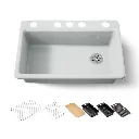 Kohler 5871-5UPC-95 Riverby 33" Undermount Workstation Kitchen Sink Ice Grey