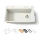 Kohler 5871-5UPC-96 Riverby 33" Undermount Workstation Kitchen Sink Biscuit