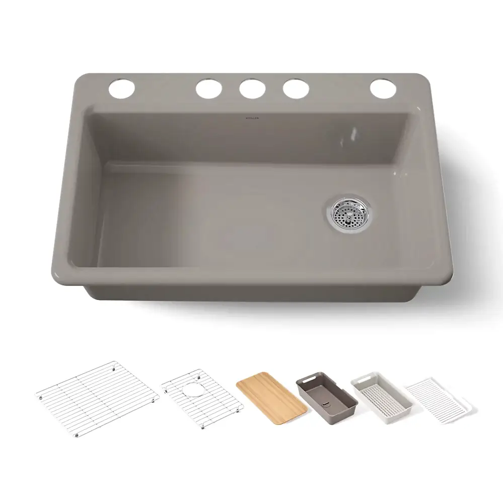 Kohler 5871-5UPC-TRF Riverby 33" Undermount Workstation Kitchen Sink Truffle