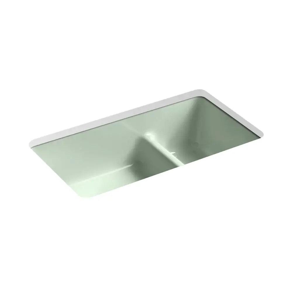 Kohler 6625-42 Iron Tones 33" Undermount Double Bowl Kitchen Sink Aspen Green