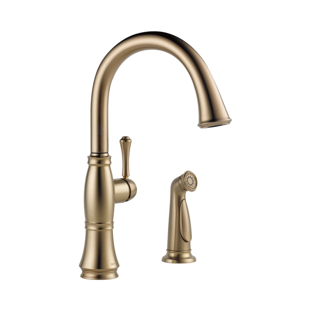 Delta 4297 Cassidy Single Handle Kitchen Faucet With Spray Champagne Bronze