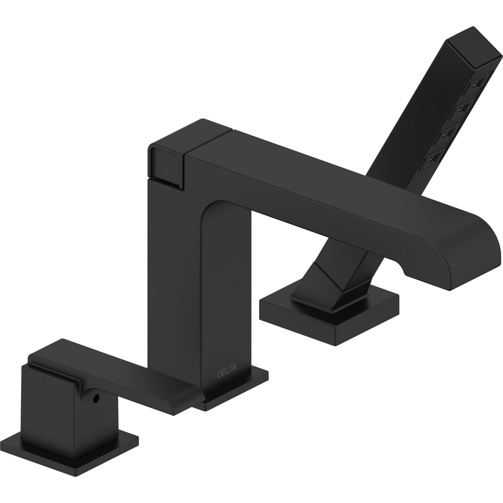 Delta T3767-BL Ara 3 Hole Roman Tub With Handshower Matte Black
