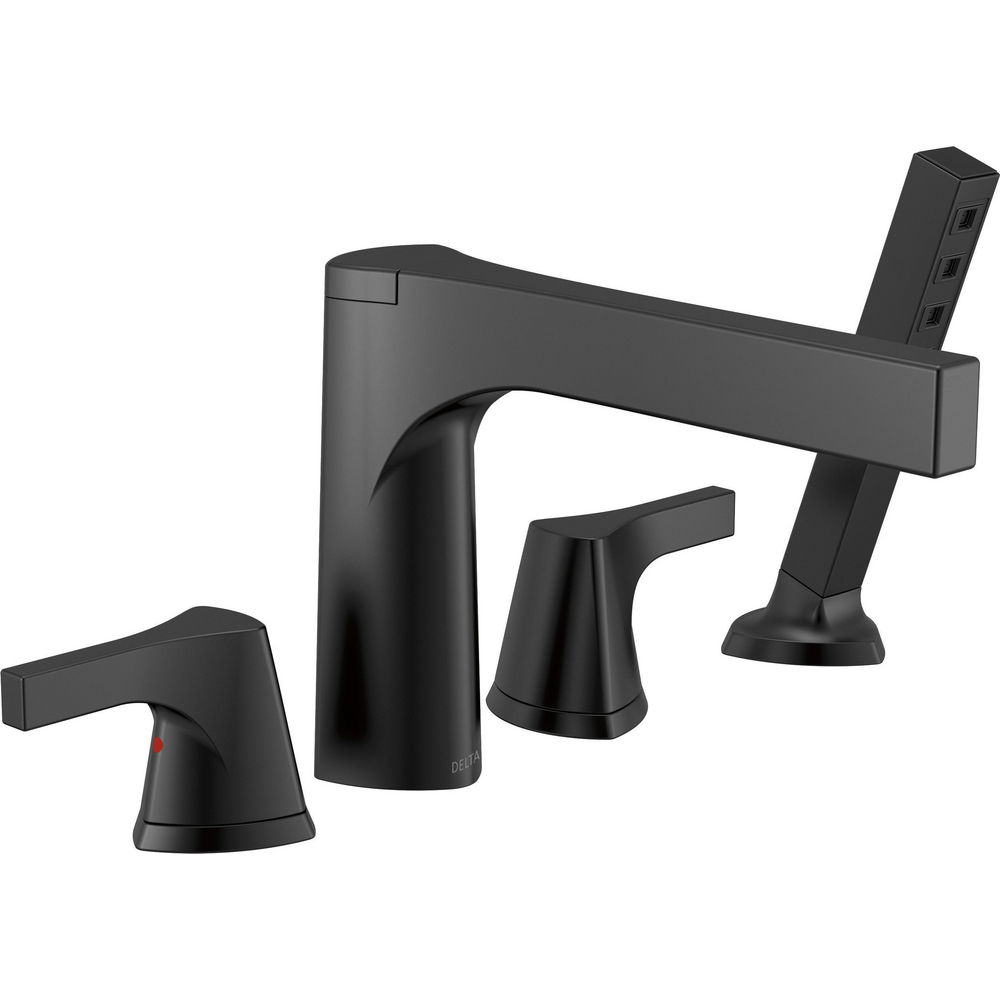 Delta T4774-BL Zura 4-hole Roman Tub with Handshower Trim Matte Black