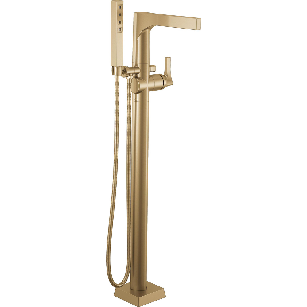 Delta T4774-CZFL Zura Floor Mount Tub Filler With Handshower Champagne Bronze