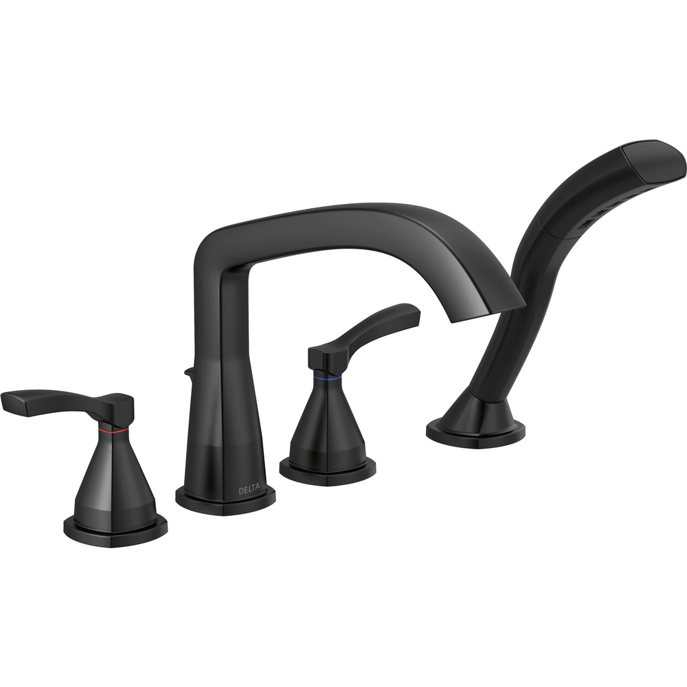 Delta T4776-BL Stryke Four Hole Roman Tub Trim Matte Black