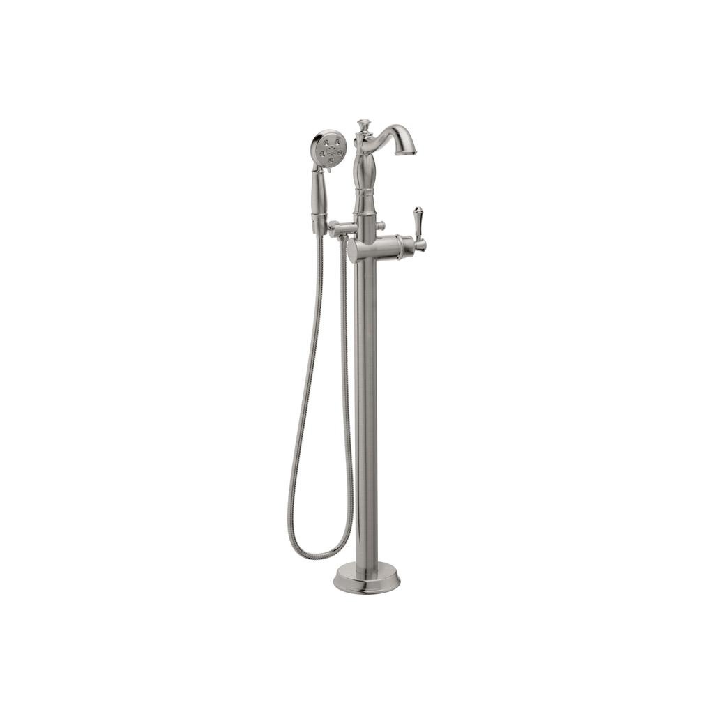 Delta T4797 Cassidy Traditional Floor Mount Tub Filler Trim Less Handle Stainless