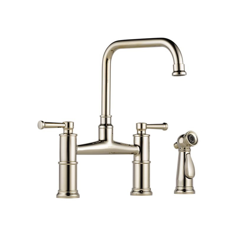 Brizo 62525LF-PN ARTESSO Two Handle Bridge Kitchen Faucet With Spray Polished Nickel