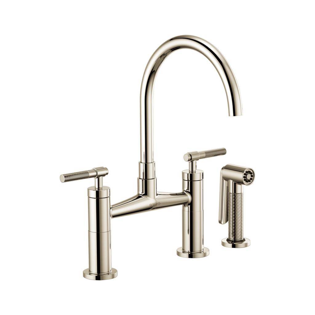 Brizo 62543LF-PN Litze Bridge Faucet Knurled Handle Polished Nickel