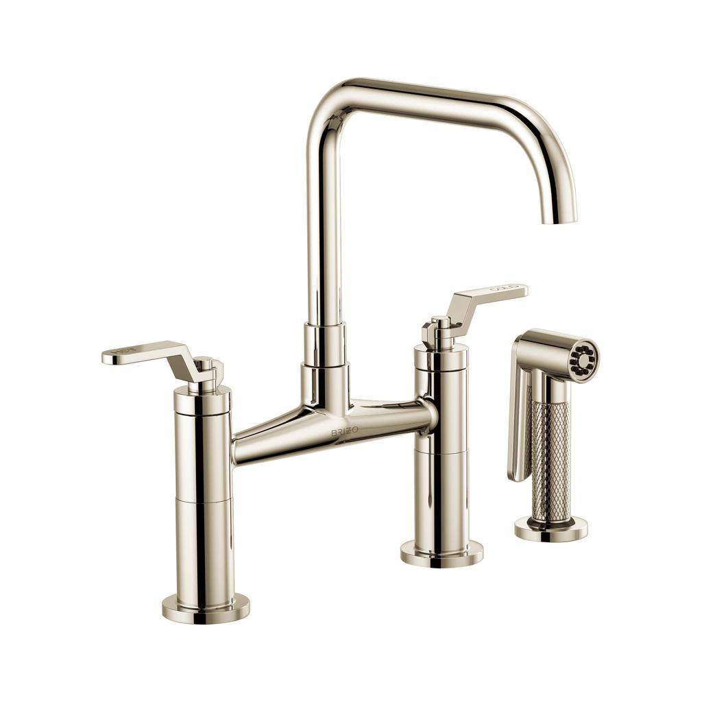 Brizo 62554LF-PN Litze Bridge Faucet Square Spout Polished Nickel
